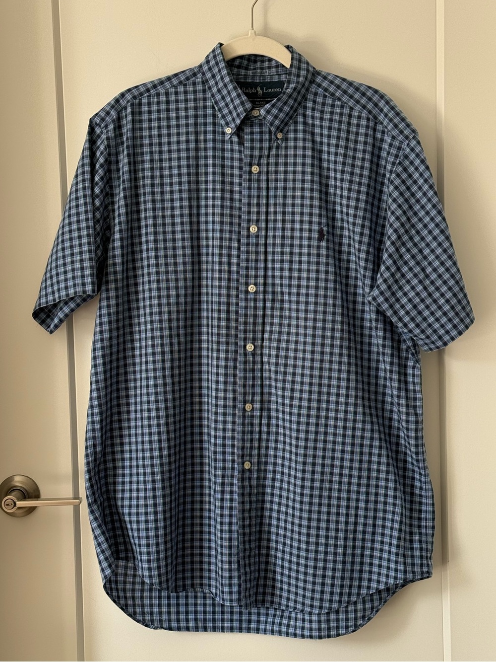 Ralph Lauren Blake Blue Plaid Short Sleeve Button Up Men’s Medium